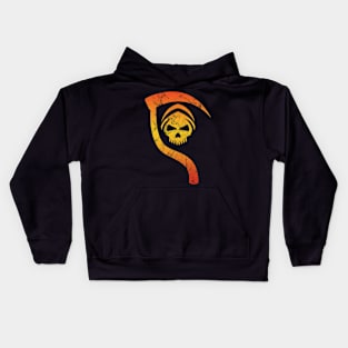 Vintage Grim Reaper & Scyth - Sunburst Yellow Orange and Red Kids Hoodie